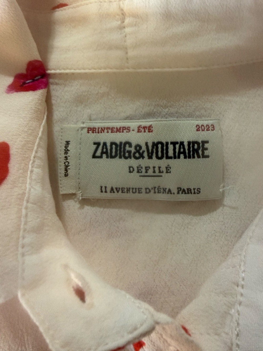 Zadig & Voltaire Womens Small Cream Lip Print Tie Neck Blouse Viscose Novelty - Picture 7 of 9